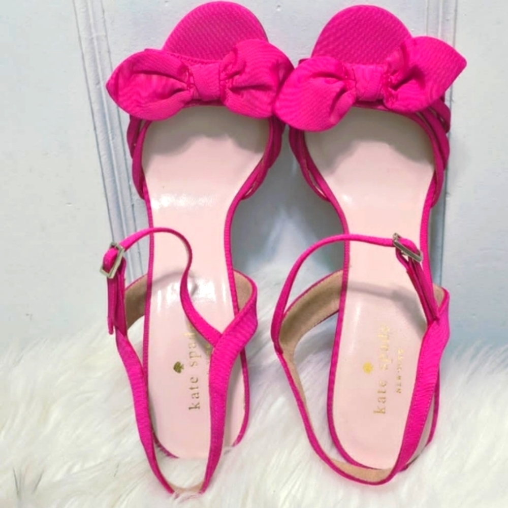 Kate Spade New York Bridal Bow Pink Wedge Sandals Size 8B - Picture 7 of 7